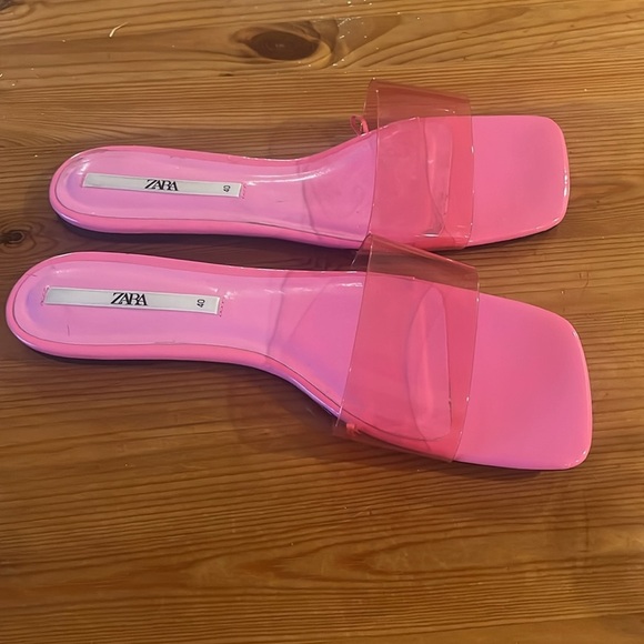 Zara Pink Jelly Sandals Colored Flat Rubber Sandals 40 - Picture 2 of 9